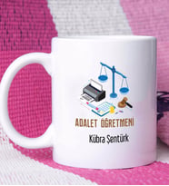 Adalet Öğretmeni Tasarımlı Kişiye Özel Hediye Adalet Öğretmeni Kupa Bardak