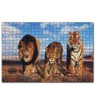 Cakapuzzle Aslan Leopar ve Kaplan Kompozisyon 120 Parça Puzzle Yapboz MDF(Ahşap)