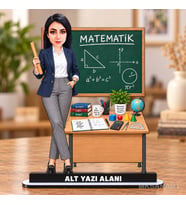 Kişiye Özel Matematik Öğretmeni MDF Masaüstü Ürün Karikatürlü 18 cm MDF Masaüstü Biblo - Masaüstü Hediye