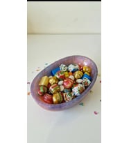 El Yapımı Reçine Şekerlik, Oval Kase, Mor Simli, Dekoratif Sunum Kasesi