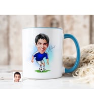 Bk Gift Kişiye Özel Futbolcu Karikatürlü Mavi Kupa Bardak-11, Sevgiliye Hediye, Arkadaşa Hediye