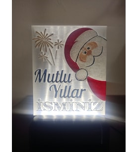 Yılbaşı Hediyesi Isme Özel Dekoratif Led Lamba M3 - Noel Baba - Kablolu Adaptörlü - Beyaz Işıklı