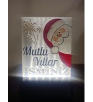 Yılbaşı Hediyesi Isme Özel Dekoratif Led Lamba M3 - Noel Baba - Kablolu Adaptörlü - Beyaz Işıklı