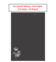 Gri Çiçekli Mektup Not Kağıdı  (14 Sayfa A4 Boyut)