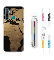 Realme 5i 5 Pro 6i 7 Pro 8 Kılıf Kablo Koruma Spiral Silikon Map Planet 1656