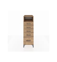 Kronos Dolap Tek Raflı 5 Çekmeceli 44x59x134 Çam-Çam