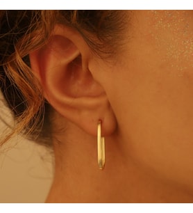 DKMN Gümüş Oval Biçimli Dörtgen Küpe 925 Ayar Kadın Gümüş Küpe (Gold)