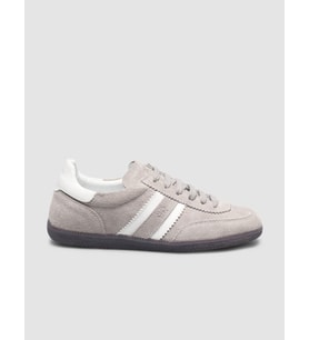 %100 Hakiki Deri Gri Bağcıklı Kadın Sneaker