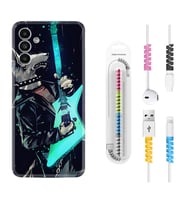 Samsung A23 A31 A32 A50 A51 A52 A53 A70 Kılıf Kablo Koruma Spiral Silikon Dog Guitar 1789