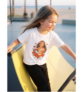 LCW Kids Beyaz Moana Baskılı Kız Çocuk Tişört