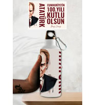 Kişiye Özel Atatürk Tasarımlı Kancalı Su Matarası Model-21