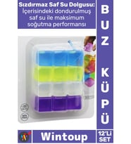 #BuzKüpü Hijyenik Ekolojik Sağlıklı BPA Free Soğutucu Su Dolu Şık Renkli Plastik 12'li Buz Küpü Seti