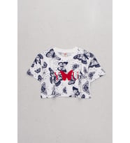 Kelebek Baskılı Kız Çocuk Crop T-shirt