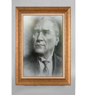Altın Varaklı Paspartulu Çerçeveli Atatürk Tablo nt786