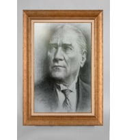 Altın Varaklı Paspartulu Çerçeveli Atatürk Tablo nt786