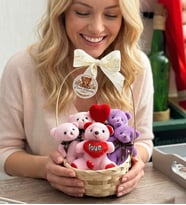 Hasır Sepette Premium Ayıcık Buketi - Bearbloom no1