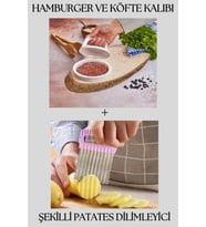 Hamburger ve Köfte Kalıbı Şekillendirici Pratik Köfte Yapma Aparatı Ve Şekilli Patates Dilimleyici