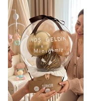 İSME ÖZEL HEDİYELİK BALON KUTUSU (Kahverengi)