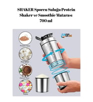 304 Çelik Protein Shaker 700 ml -Topaksız Karıştırıcı, Ek Bölmeli Fitness Shaker & Smoothie Matarası