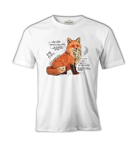 A Fox Sketch with Handwritten Notes Beyaz Erkek Tshirt