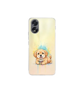 Oppo Reno A38 ile Uyumlu Splash Köpek Tasarımlı Şeffaf Silikon Kılıf