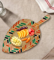 BK Gift Modern Art Tasarımlı Yaprak Şeklinde Doğal Ahşap Servis ve Sunum Tabağı Model 2