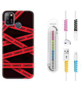 INFINIX Smart 4 5 6 Zero 8 S5 Pro Kılıf Kablo Koruma Spiral Silikon Danger 1372