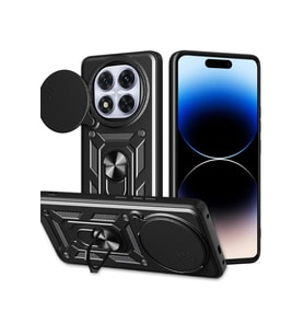 Northcity Xiaomi Redmi Note 14 Pro Plus Uyumlu Kılıf Pars Lens Yüzüklü Silikon - Siyah