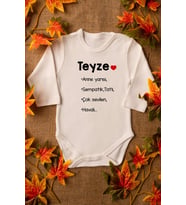 Unisex Bebek Teyze Anne Yarısı Yazılı Organik Pamuklu Zıbın