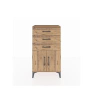 Arges Komodin Tek Raflı 3 Çekmeceli 2 Kapaklı 60x30x106 Çam-Çam