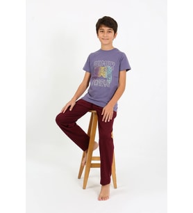 Akbeniz Erkek Çocuk Kısa Kol Penye Pijama Takım 20758 Mor