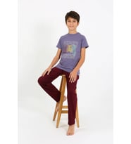 Akbeniz Erkek Çocuk Kısa Kol Penye Pijama Takım 20758 Mor