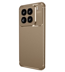 Mi 15 Pro Kılıf Auto Focus Karbon Kapak - Kahverengi