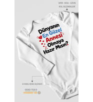 Anneye Özel Uzun Kollu Bebek Body %100 Pamuk