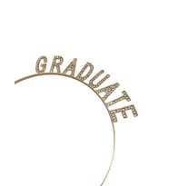 Mezuniyet Taçı Metal Taşlı Lüks Gold Graduate Yazılı Parti Tacı