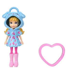 Polly Pocket ve Maceraları Ana Karakter Bebeği Anahtarlık JMN38 - Kalp Desenli-Kiraz Desenli-Mavi Kapüşonlu