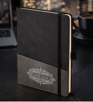BK Gift Kişiye Özel Siyah Termo Deri Defter -11, Kartvizit Bölmeli, Çizgili Ivory Kağıt