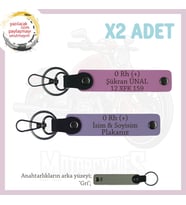 Motor Severlere Özel, İsim Plaka, 0 Rh (+) Kan Grubu Yazılı Özel Tasarım x2 Anahtarlık, Mor-Pembe-Gr (Çok Renkli)