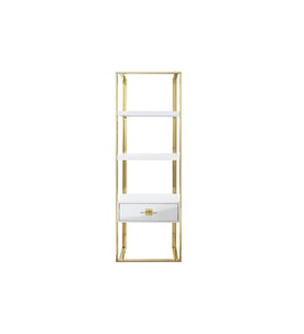 Rihanna Gold Metal Beyaz Kitaplık & Raf
