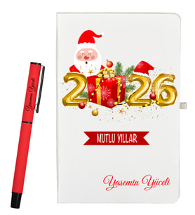Yılbaşı Hediyesi Kişiye Özel Defter ve Roller Kalem Hediye Seti