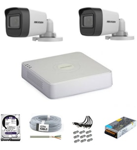 Hikvision Haıkon 2 Kameralı Güvenlik Kamera Hazır Set (Siyah - Beyaz)