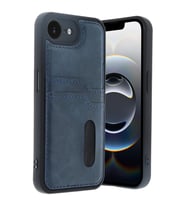 Apple iPhone 16E Kılıf Sara Kartvizitli Deri Kılıf - Lacivert