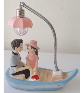 Romantik Çift Figürlü Gece Lambası  Sevgiliye Hediye  Sandal Model  Dekoratif Masa Lambası