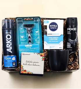 Arko Men Tıraş Köpüğü & Tıraş Bıçağı & Nıvea Tıraş Sonrası Losyon & Erkek Deodorant & Siyah Kupa Hediye Seti
