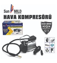 Sunmild Lastik Hava Kompresörü Siyah Çelik Gövde Yüksek Performan (Krom)