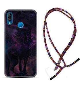 Huawei P20 Lite Mate 10 20 Lite Pro P40 Lite KılıfBoyun Asklı Rasta Silikon Black Purple Wolf 1791