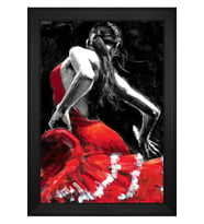 İspanyol Kadın Motifli Kanvas Tablo 80 x 110 cm Siyah Çerçeve