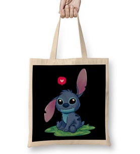 Stitch Aşk Bez Çanta Uzun Saplı