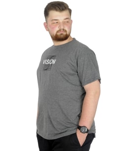 Mode XL Büyük Beden T-Shirt Bis Yaka Vision 22186 Antramelanj