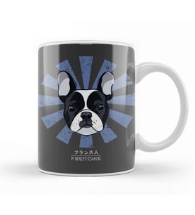 Frenchie Retro Japanese French Bulldog Kupa Bardak Porselen